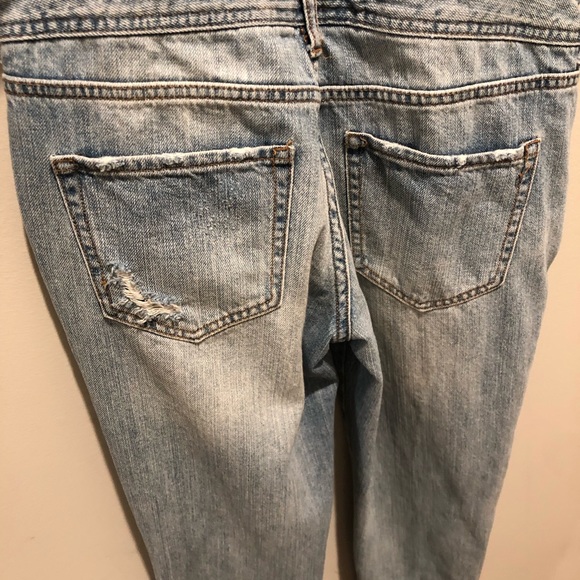 Aeropostale Distressed Overalls Light Wash Ankle Length Size XS - Picture 11 of 16